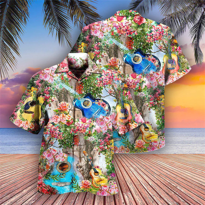 Musical Instrument Hawaiian - Guitar Bass Pattern Hawaiian Shirts For