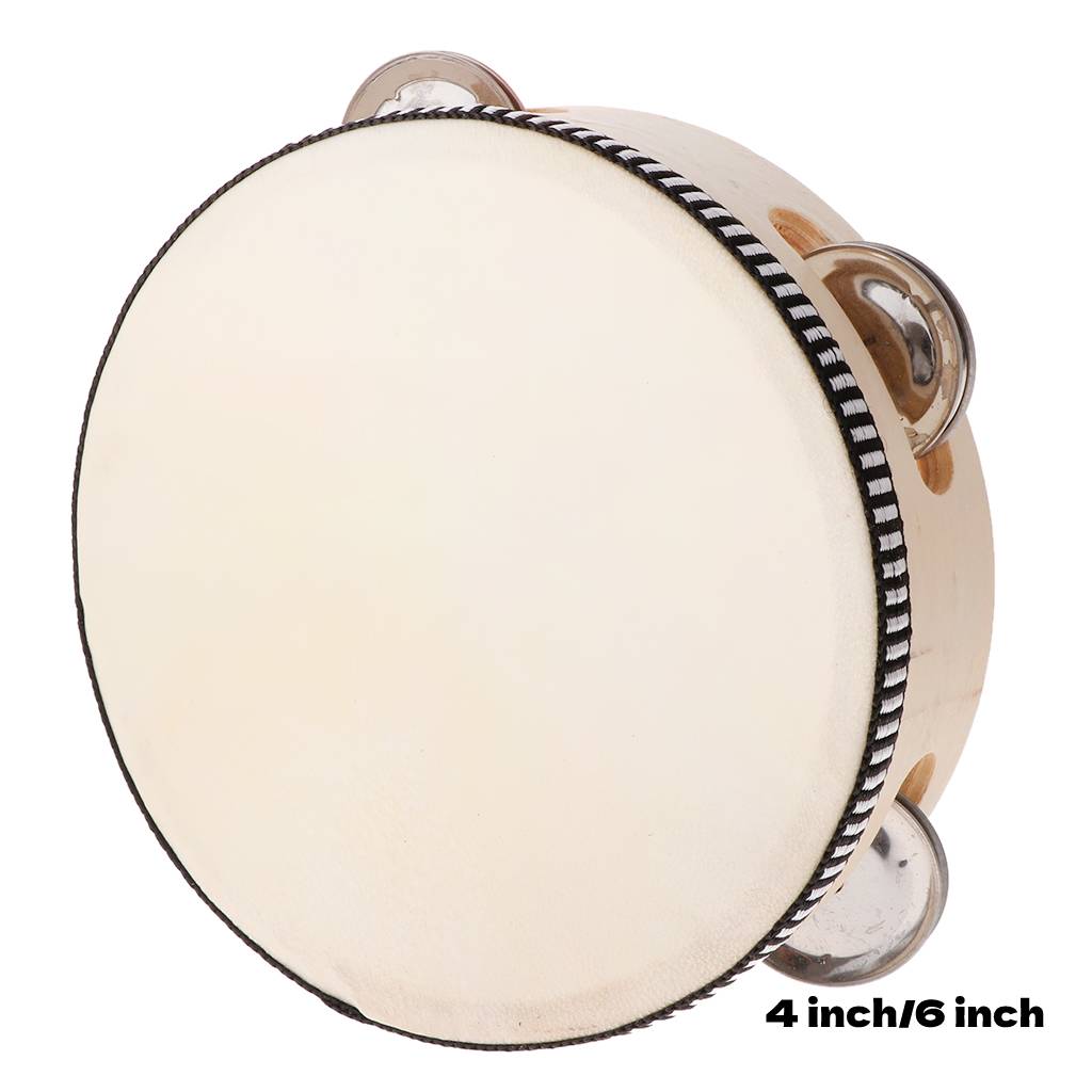 Tambourine Hand Drum - 4/6inch Hand Held Wooden Tambourine Percussion