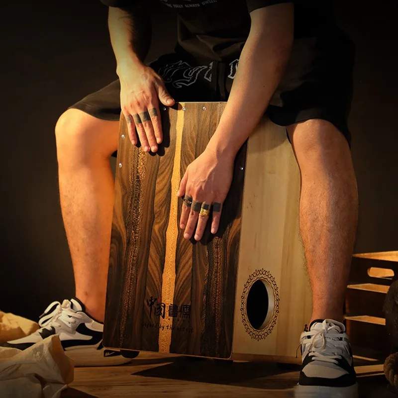 Tambourine Hand Drum - Solid Wood Cajon Box Drum Professional