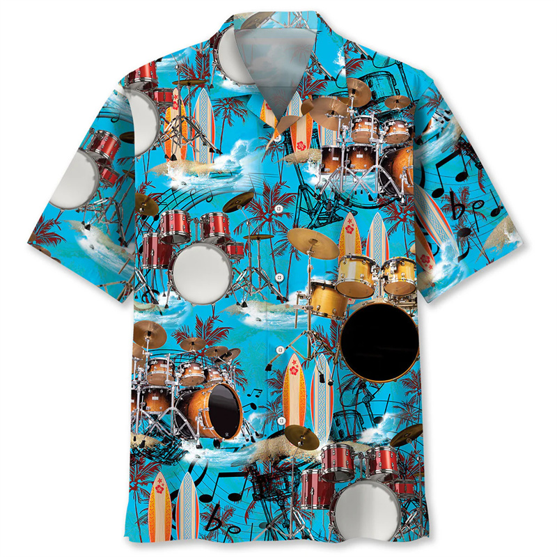 Drum Pattern Hawaiian Shirt Me – Musical Instrument Hawaiian recenzja i cena