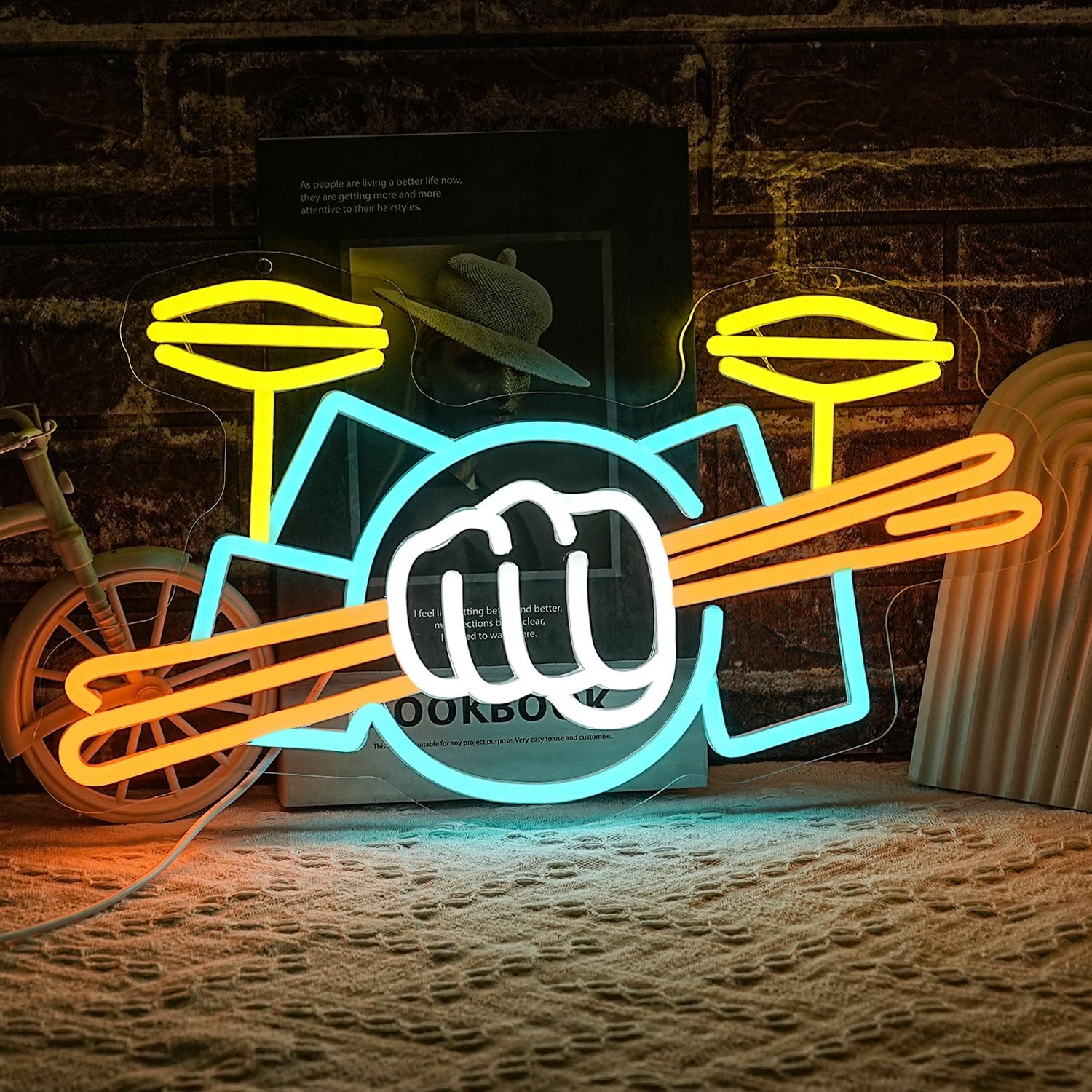 Drum Set Neon Sign USB Powered – Musical Instrument With A recenzja i cena