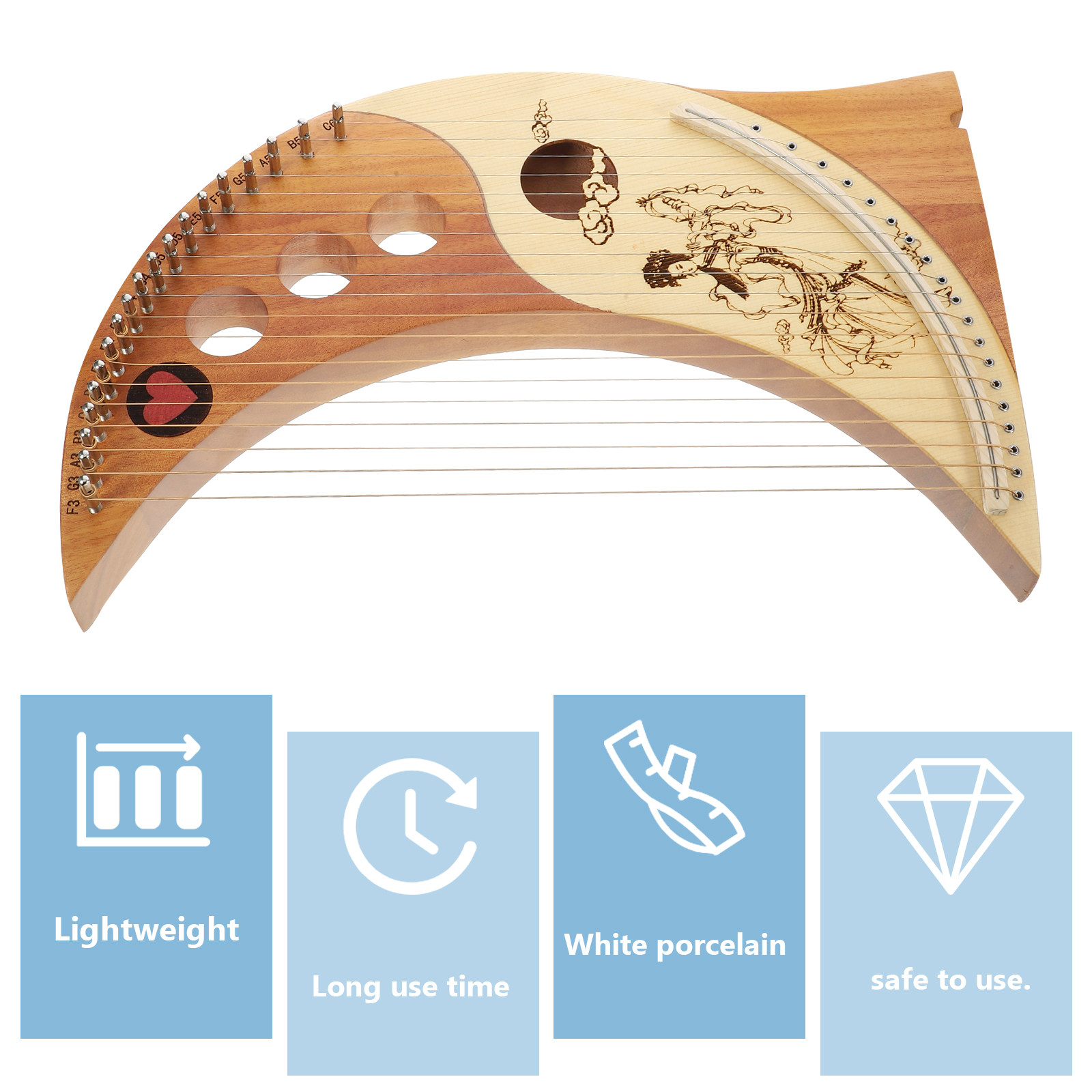 1Set Lyre Harp 19 String Wood  – Musical Instrument Lyre recenzja i cena