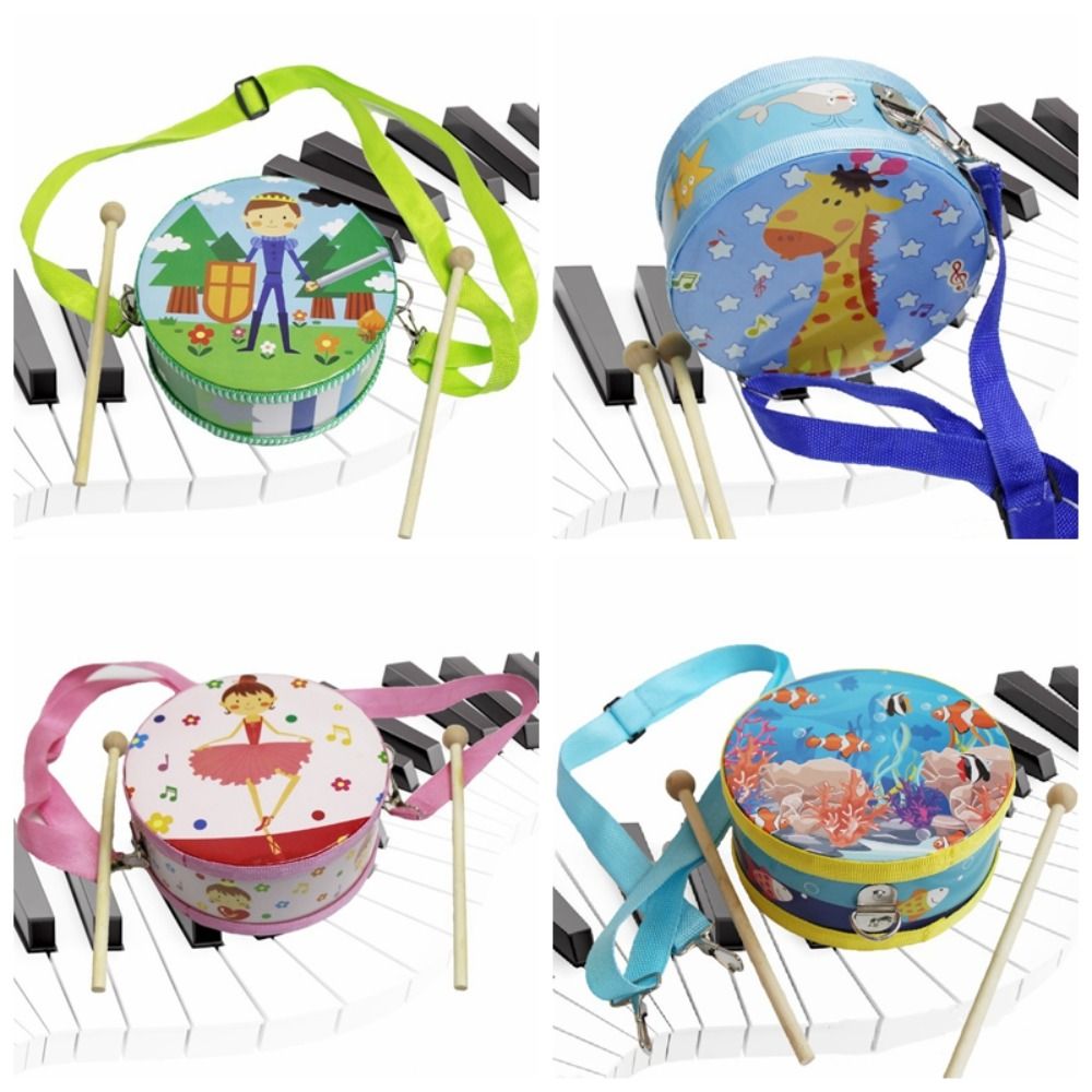 Wooden Children's Drum Double  – Musical Instrument With Hand recenzja i cena