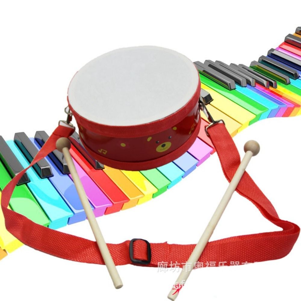 Wooden Children's Drum Double  – Musical Instrument With Hand recenzja i cena
