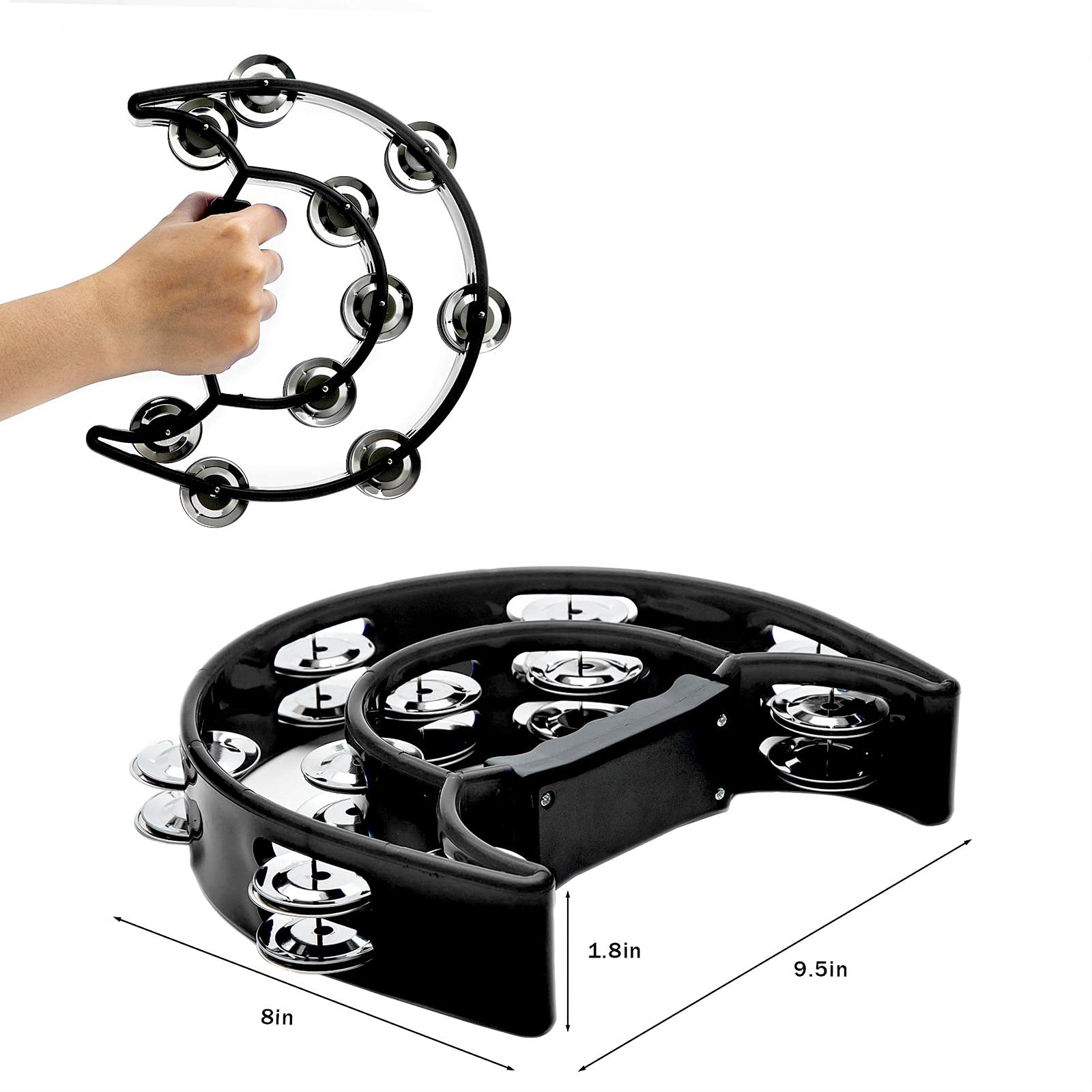 Tambourine Double Row Metal Ji – Musical Instrument With Hand recenzja i cena