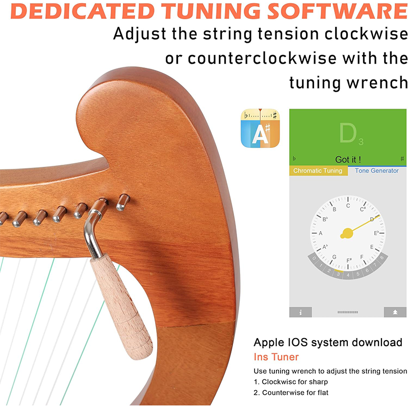 15 19 String Mini Harp Lyre Pi – Musical Instrument Lyre recenzja i cena