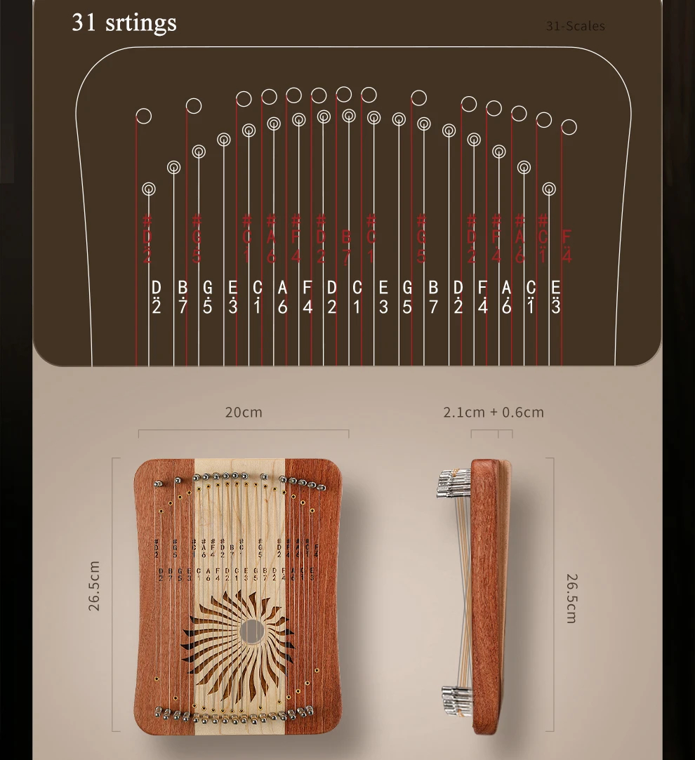 Hluru  Lyre 31 Strings Thumb K – Musical Instrument Lyre recenzja i cena